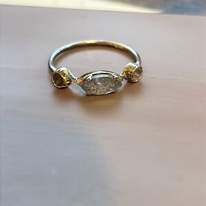 Vintage Rainbow Moonstone, Labradorite, Smoky Quartz Silver Ring